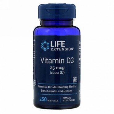Life Extension, ビタミンD3、25mcg（1,000IU）、ソフトジェル250粒