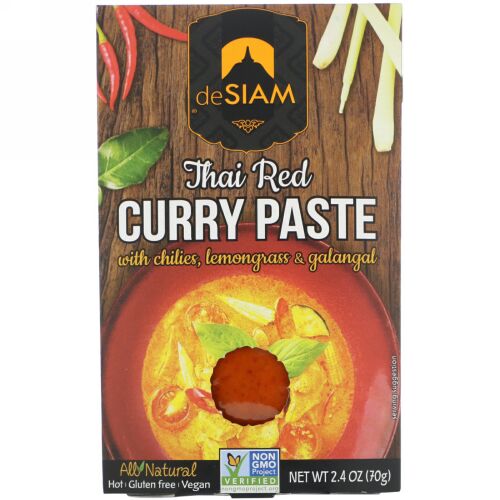 deSIAM, タイ・レッドカレーペースト、 辛口、 2.4 オンス (70 g) (Discontinued Item)